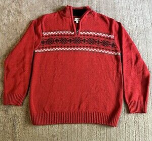 Boys Silverlake Red Zip Up Sweater Pullover Size Large Fall Winter Christmas
